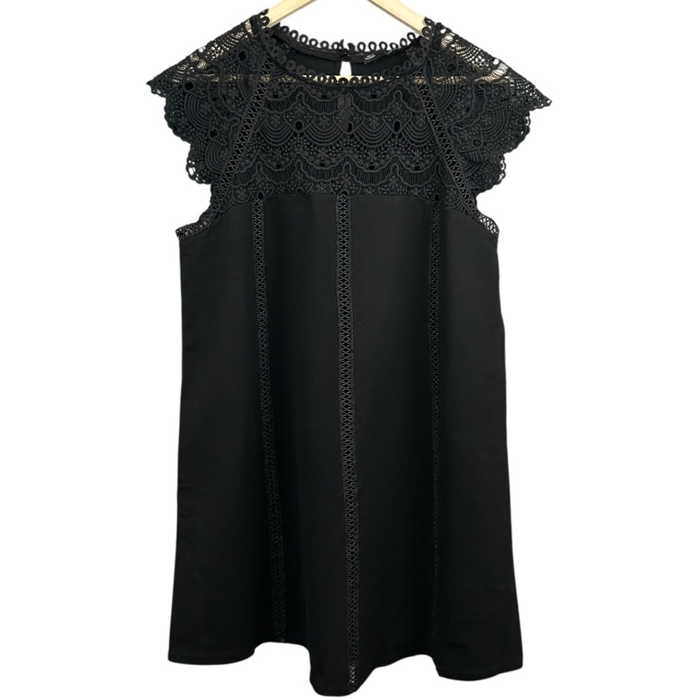 Shinestar Black Crochet Lace Dress Size XL